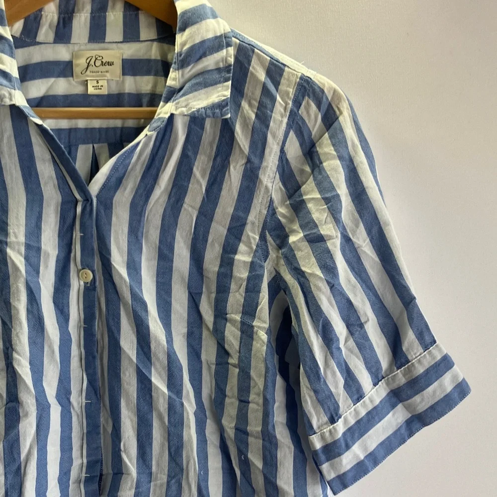 J. Crew Blue and White Striped Shirt